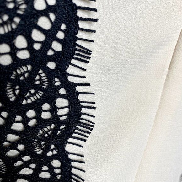 Diane Von Furstenberg Fit & Flare Daniella Lace Panel Mini Dress Cream Black 4 - Picture 12 of 16